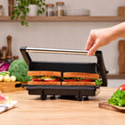 Opiekacz Panini 1000W grill kontaktowy 180° powłoka ceramiczna do kanapek nominalna srebrny