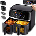 Frytkownica beztłuszczowa dwukomorowa duża 10,2l AIR fryer XL berdsen 1700W czarny