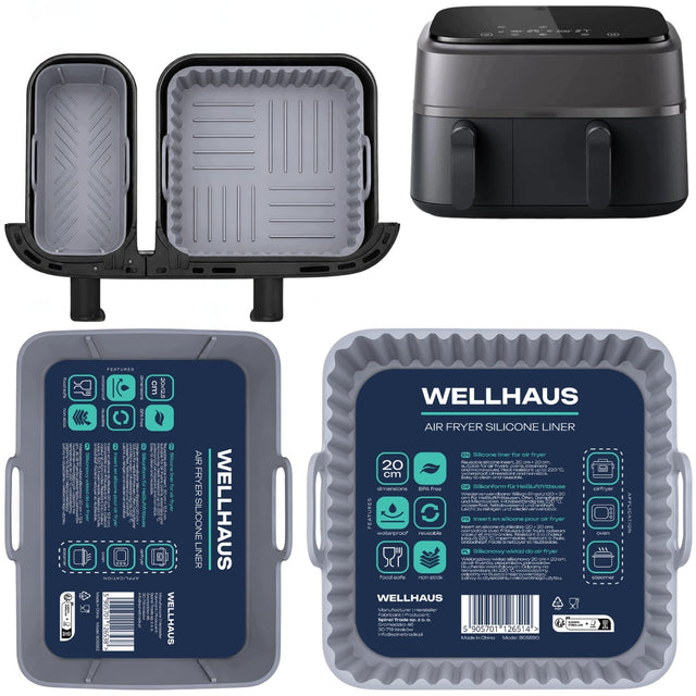 Wkłady silikonowe do frytkownicy philips dual basket airfryer wellhaus 20 cm tworzywo sztuczne z 591 sztuk