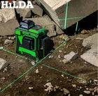 Poziomica laserowa hilda 3D 360 płaszczyznowa laser krzyżowy zielony 2 AKU niwelator do układania płytek, prac