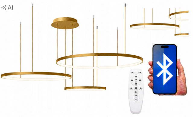 Lampa LED sufitowa ringi złota 60 40 30cm bluetooth pamięć darmat light 535 żyrandol do salonu jadalni 3 punkty światła aluminiowy