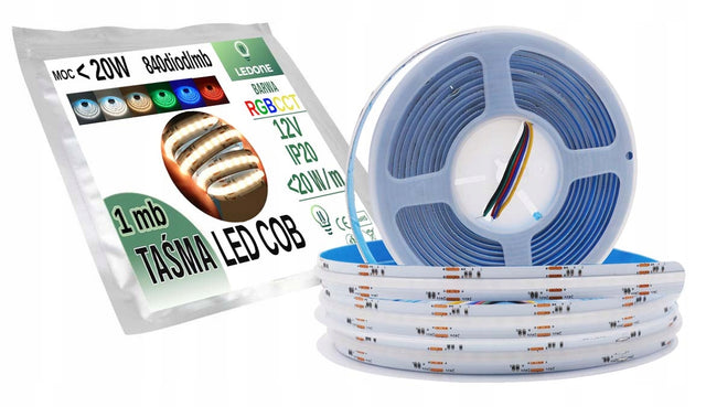 Taśma LED COB linia RGB CCT 24V < 20w/m 1m rgbw pasek świetlny, oświetlenie dekoracyjne do wnętrz, wielokolorowe, IP20