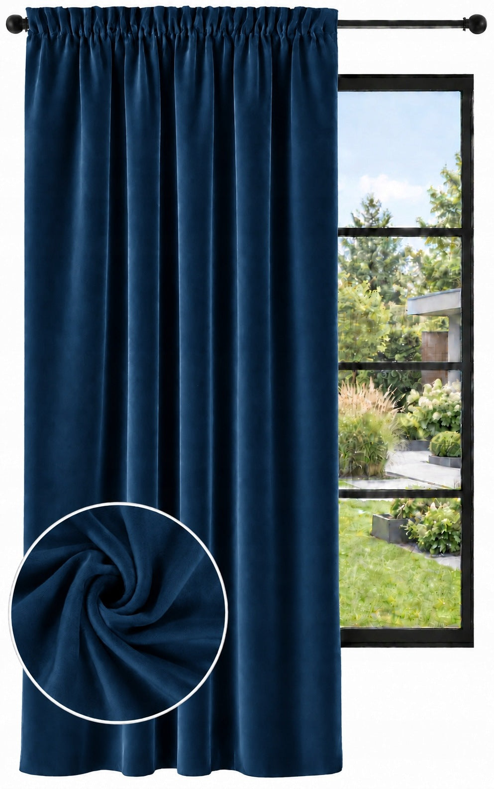 Zasłona gotowa welurowa 140x230 zasłonki do salonu sztory velvet granatowe półzaciemniająca dekoracja okienna na taśmę