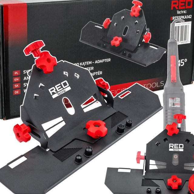Przystawka do szlifierki kątowej RED technic 45° 115/125 mm H173 prowadnica do cięcia ukośnego, adapter do cięcia pod kątem