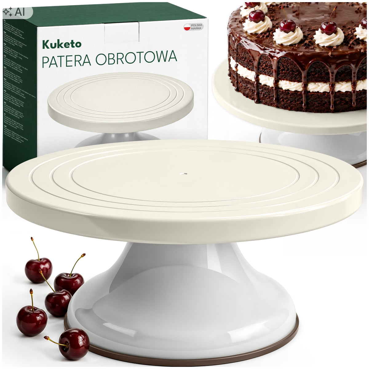 PATERA OBROTOWA do tortu ciasta WYSOKA PROFESJONALNY dekorator talerz 360° podstawka cukiernicza na wypieki tworzywo