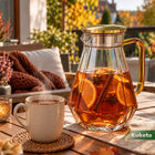 DZBANEK DO HERBATY ZIÓŁ SZKLANY zaparzacz Z SITKIEM FILTREM na wodę 1500ML do kawy, żaroodporny, złoty