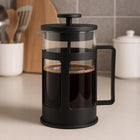 Zaparzacz do herbaty kawy french press 1l szklany czarny montessa dzbanek z tłokiem, praska tłokowa, 4 filiżanki, mycie