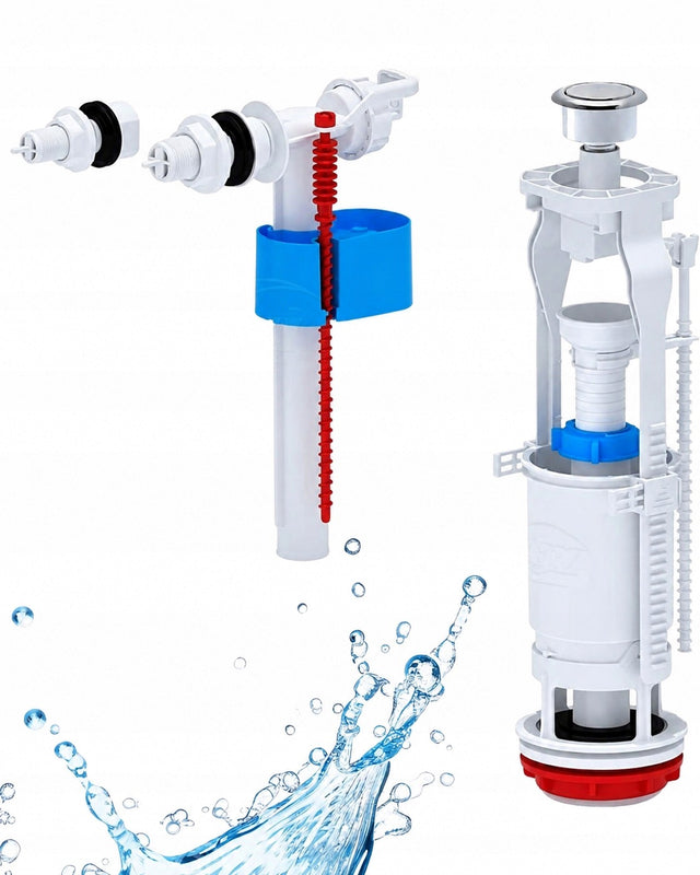 Hydro-Era zawór spustowy do toalety WC spłuczki+napełniający 1/2 i 3/8 mechanizm do rezerwuaru, armatura łazienkowa, srebrny