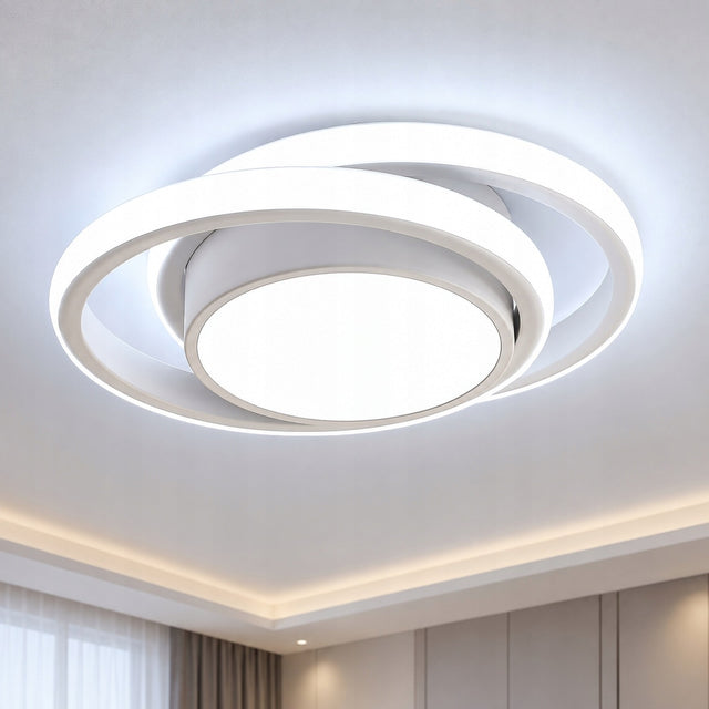 Lampa Sufitowa LED Plafon Biały Okrągły Nowoczesny 36W 6500K do Salonu oprawa aluminiowa 3 punkty świetlne do pokoju