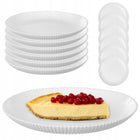 6x TALERZ DESEROWY 19 cm TALERZYKI DO CIASTA TALERZE SZKLANE RYFLOWANE MAŁY białe okrągłe, do mikrofali i zmywarki