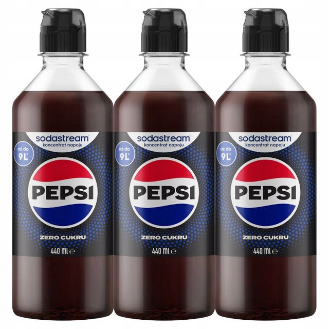 Syropy do wody gazowanej SodaStream Pepsi Zero Cukru 3x440ml 440 ml czarny