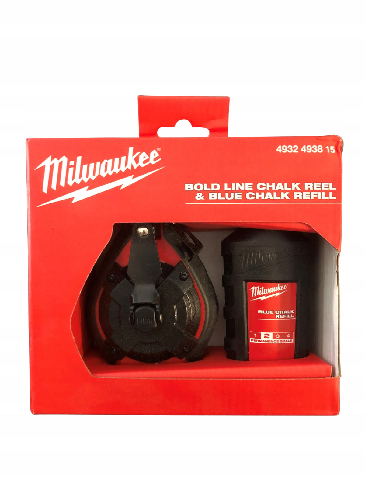 Gruby sznur traserski+ kreda niebieska Milwaukee 4932493815 linka do wyznaczania linii, długość 30 m