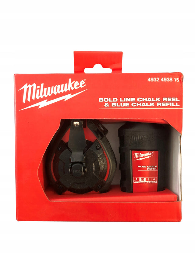 Gruby sznur traserski+ kreda niebieska Milwaukee 4932493815 linka do wyznaczania linii, długość 30 m