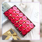 Sztuczne róże Flower Box mydlane Kwiaty 18szt Prezent Dekoracyjne Różowe ozdoba do domu, bukiet na walentynki, upominek