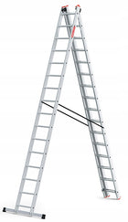 Drabina aluminiowa 3x16 wielofunkcyjna profesjonalna baulich hak przystawna rozstawna do prac budowlanych, udźwig 150