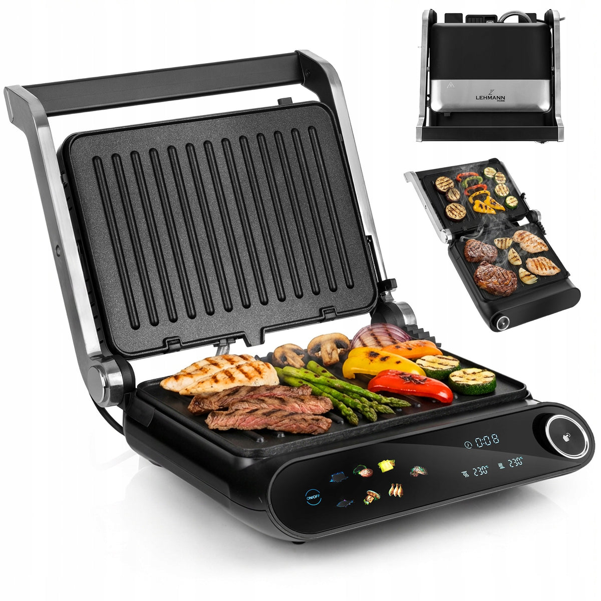 Grill elektryczny opiekacz toster do kanapek panini rozkładany mocny 2200W nominalna