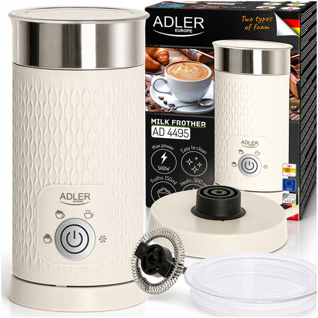 Spieniacz do mleka elektryczny podgrzewacz do spieniania 300ml 500W latte bezprzewodowy dzbanek, ciepła pianka, beżowy