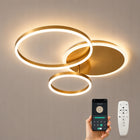 Lampa sufitowa LED plafon złoty 65cm 36W 5600LM 3 ringi pilot APP 3 barwy okrągła oprawa do salonu, sypialni i pokoju