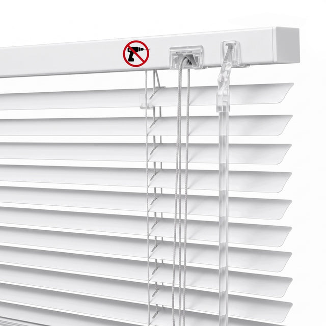 Żaluzja aluminiowa 25 mm biała pozioma gotowa na wymiar 40x130 cm osłona okienna, regulacja światła, do domu i biura