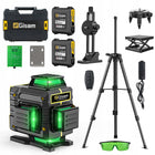 Poziomica Laserowa 4D 16 linii Zielona Laser 360° 2x Baterie Statyw Pilot Niwelator samopoziomujący do remontu i prac