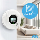 Czujnik czadu i dymu detektor tlenku węgla certyfikowany alarm 2w1 LCD bezprzewodowy wykrywacz zagrożeń do domu i