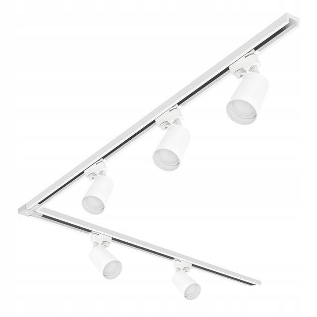 Zestaw Szynoprzewód Szyna 3m + 5x Lampa GU10 LED oświetlenie sufitowe do salonu i kuchni, 5 punktów światła, białe