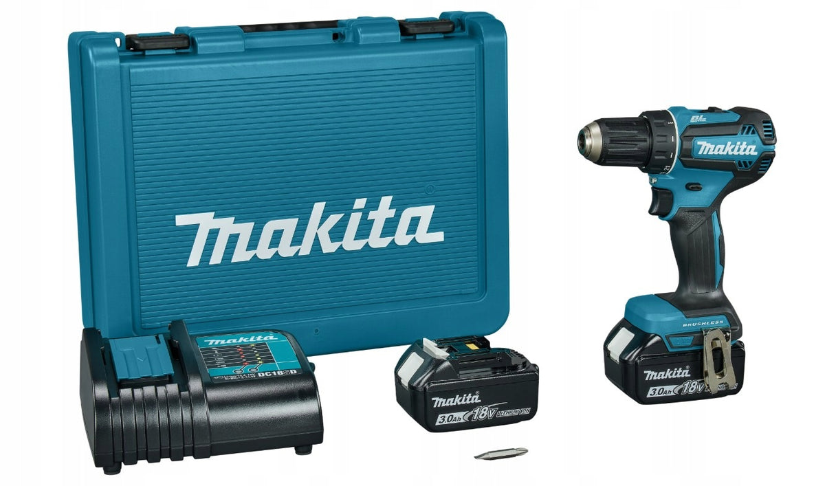 MAKITA DDF485 RFJ WIERTARKO WKRĘTARKA 18V 2x3.0Ah do wkręcania i montażu, silnik bezszczotkowy, moment obrotowy 50 Nm