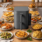 Frytkownica beztłuszczowa dwukomorowa pionowa panel boczny LED Air Fryer szary