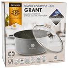 GARNEK DUŻY 6,5L INDUKCJA GAZ GARNEK MARMURKOWY DO PIEKARNIKA GARNKI rondel aluminiowy, powłoka granitowa, średnica 28
