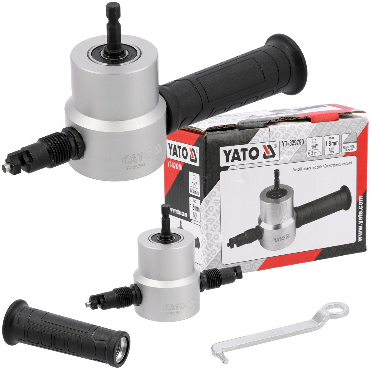 Adapter do cięcia blachy na wkrętarkę wiertarkę przystawka nożyce końcówka wycinak do metalu, grubość materiału do 1,8