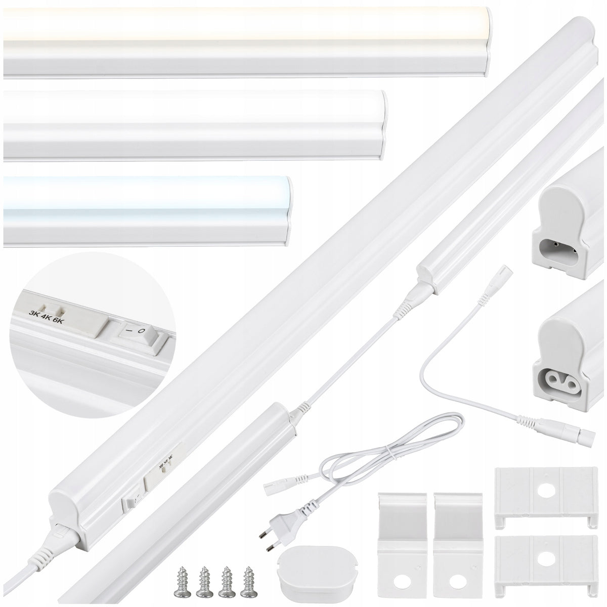 Lampa podszafkowa kuchenna LED oprawa meblowa listwa oświetleniowa 3 barwy do blatu, 990 lm, 9 w, zasilanie sieciowe