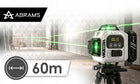 Poziomica laserowa krzyżowa 16 linii laser 4D 360 statyw walizka zestaw PRO do glazury, sufitów i montażu, zasięg 60 m