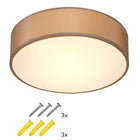 Lampa sufitowa taupe plafon tkanina 38cm oprawa do salonu i sypialni, beżowa metalowa, 1 punkt światła, gwint E27