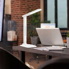 Lampka biurkowa LED USB lampa na biurko z ładowarką indukcyjną Qi dotykowa ściemniana, biała do pracy i nauki, 33 cm