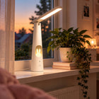 Lampka Na Biurko Nocna do Czytania LED Dotykowa CCT Biała Ściemnialna Bunny lampa stołowa do sypialni, 7 w, wysokość