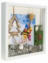 Ramka na zdjęcie 3D głęboka 28x28 cm kwadrat biała pamiątki dekoracje 30x30 gablotka przestrzenna, drewniana oprawa do