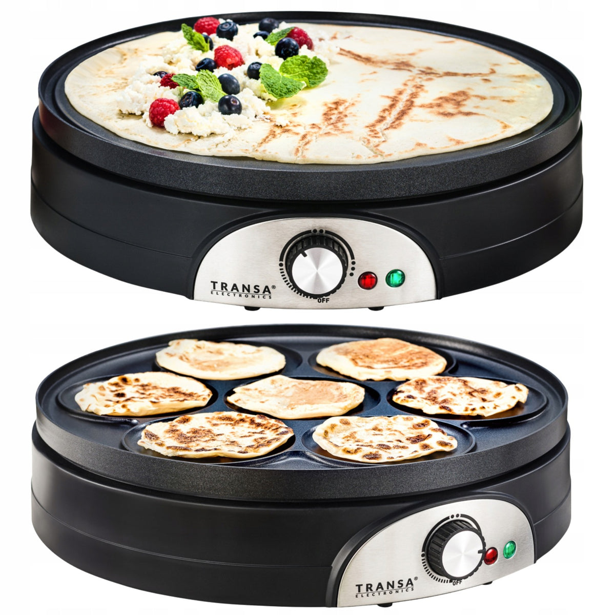 Naleśnikarka dwustronna 2w1 Naleśniki i Pancake Termostat transa xxxl 1500W Elektryczna patelnia do placków, powłoka