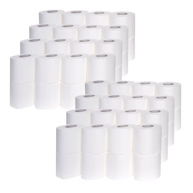 64 Szt Papier Toaletowy Celuloza 2Warstwy Biały Gruby 12.000listkow, 1152mb rolki do WC, do łazienki i toalety