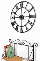 Duży metalowy zegar ścienny 80 CM czarny cichy mechanizm arventa style dekoracja salonu, tarcza analogowa, cyfry