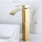 Bateria umywalkowa chrom wysoka złota nablatowa wodospad glamur gold 30 CM kran łazienkowy jednouchwytowy stojący stała