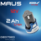 Akumulator bateria Li-Ion DEDRA MAUS 2.0Ah 12V bez efektu pamięci ogniwo do elektronarzędzi, źródło zasilania 2000 mAh