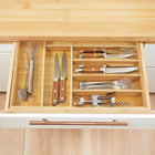Wkład do szuflady na sztućce GreenBlue 43 x 50 cm organizer kuchenny bambusowy brązowy, 9 przegródek, noże, widelce