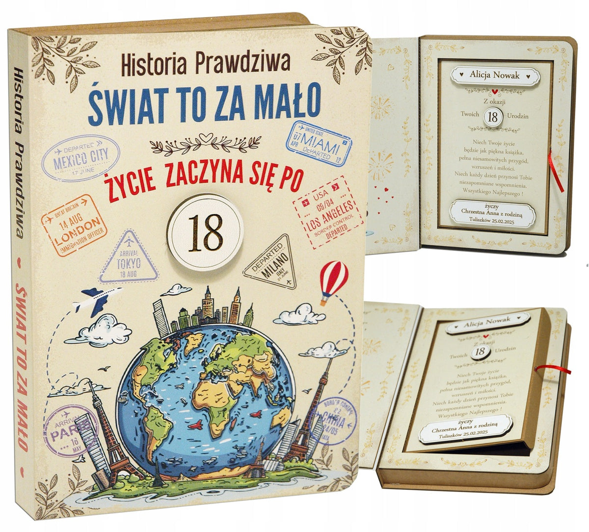 Pudełko na pieniądze 18 Kartka PREZENT URODZINY dla chłopaka dziewczyny K18 ramka z życzeniami, zestaw dekoracyjny z