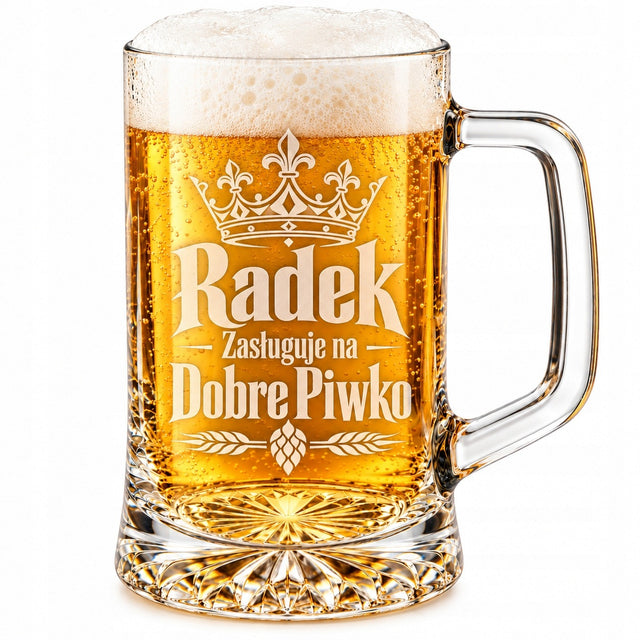 Kufel do piwa z grawerem Prezent dla Mężczyzny Faceta Urodziny szklanka personalizowana, upominek na Dzień Chłopaka