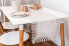 Bieżnik na stół ławę wiosenny beżowy gładki elegancki z gipiurą 40x160 boho serweta, nakładka dekoracyjna, poliester