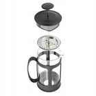 Zaparzacz szklany do herbaty ziół kawy 600ml dzbanek french press ofenbach praska do naparów, czarny, 2 filiżanki