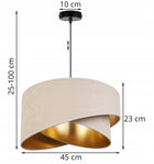 Lampa sufitowa wisząca pojedyncza żyrandol glamour złoty abażur do salonu oprawa oświetleniowa z tkaniny, E27 60 w, 40
