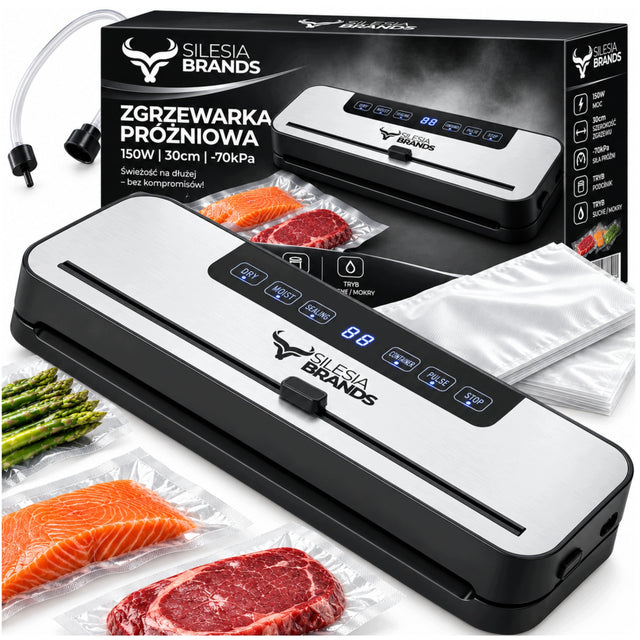 Zgrzewarka próżniowa do żywności pakowarka automatyczna mocna zestaw worki Folie, pojemniki, tryb suchy i wilgotny, konserwacja produktów, 150 w