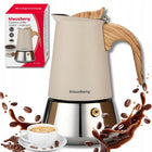Kawiarka Klausberg KB-7994 4 filiżanki Moka Indukcja Gaz Stal Premium zaparzacz do kawy 200 ml, kafetiera beżowa