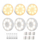 6X mini lampka USB lampa 8 LED z czujnikiem ruchu do oświetlenie szafki podświetlenie mebli, ciepła barwa, okrągła